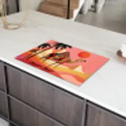 Kameel - Pyramides - Rode zon Inductie beschermer vinyl 3mm klein -sfeer8