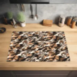 Camouflage - Patroon - Beige - Bruin Inductie beschermer vinyl 3mm klein 276 -sfeer5