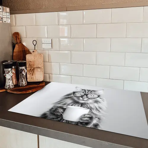 Kat - Bril - Mok - Pluizig Inductie beschermer vinyl 3mm klein -sfeer3