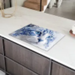 Kat - Patroon - Blauw Inductie beschermer vinyl 3mm klein -sfeer8