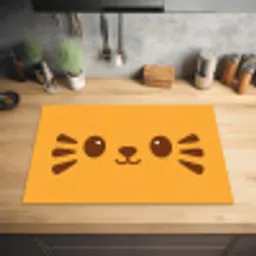Kat - Simplistisch - Oranje - Vrolijk Inductie beschermer vinyl 3mm klein -sfeer5