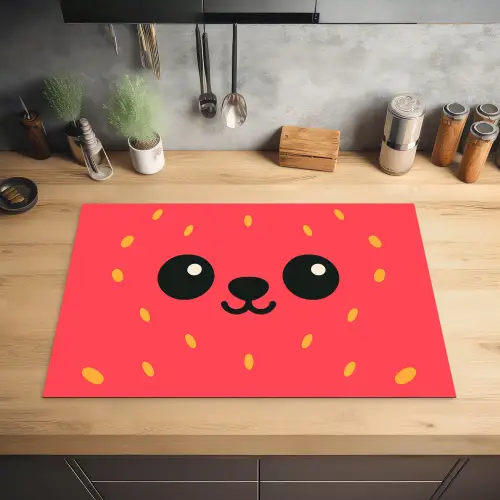 Kat - Aardbei - Cartoon Inductie beschermer vinyl 3mm klein -sfeer5