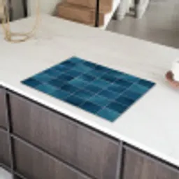 Keramiek - Structuur - Tegel - Blauw Inductie beschermer vinyl 3mm klein 276 -sfeer8