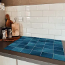 Keramiek - Structuur - Tegel - Blauw Inductie beschermer vinyl 3mm klein 276 -sfeer3