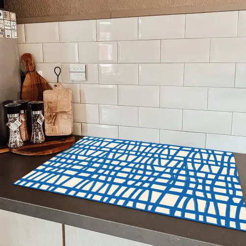 Ruitpatroon - Blauw - Crème Inductie beschermer vinyl 3mm klein 276 -sfeer3