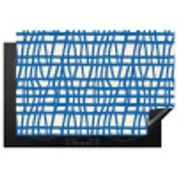 Ruitpatroon - Blauw - Crème Inductie beschermer vinyl 3mm klein 276 -3d