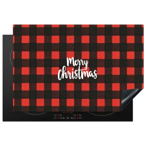 Geruit - Rood - Tekst - Christmas Inductie beschermer vinyl 3mm klein -3d