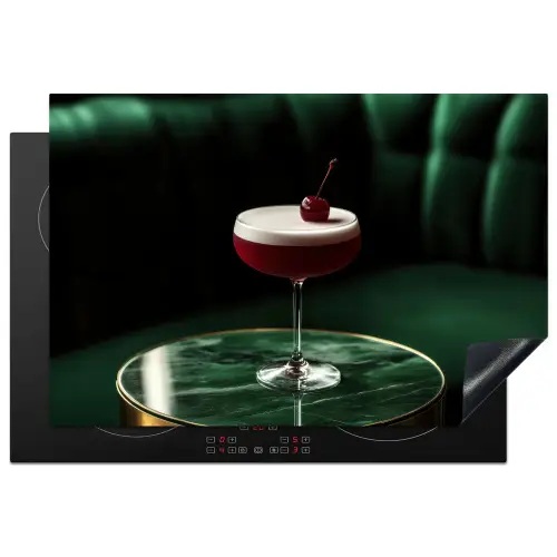 Kers - Cocktail - Rood - Marmer Inductie beschermer vinyl 3mm klein -3d