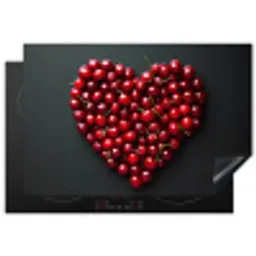 Kersen - Hart - Rood - Zwart Inductie beschermer vinyl 3mm klein -3d
