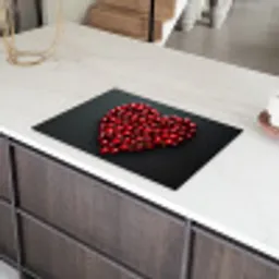Kersen - Hart - Rood - Zwart Inductie beschermer vinyl 3mm klein -sfeer8