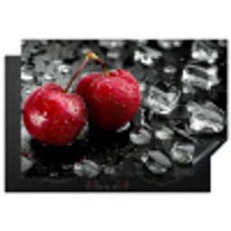 Kersen - Rood - Fruit - Zwart Inductie beschermer vinyl 3mm klein -3d