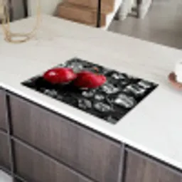 Kersen - Rood - Fruit - Zwart Inductie beschermer vinyl 3mm klein -sfeer8