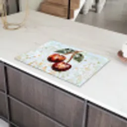 Kersen - Rood - Mozaïek - Blaadjes Inductie beschermer vinyl 3mm klein -sfeer8
