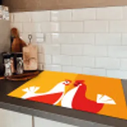 Kippen - Oranje - Vlakken Inductie beschermer vinyl 3mm klein -sfeer3