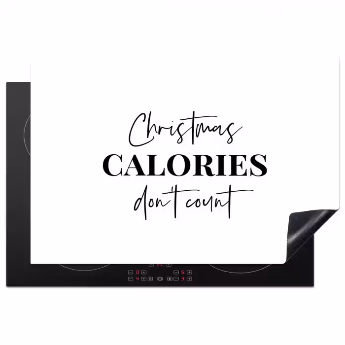 Kerst quote - Winter - Christmas calories - Wit Inductie beschermer vinyl 3mm klein -3d