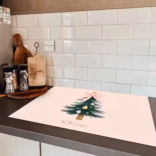 Christmas Season - Kerst - Kerstboom - Roze Inductie beschermer vinyl 3mm klein -sfeer3