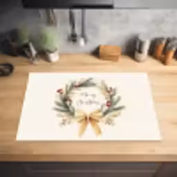 Kerstkrans - Kerst - Goud - Beige Inductie beschermer vinyl 3mm klein -sfeer5