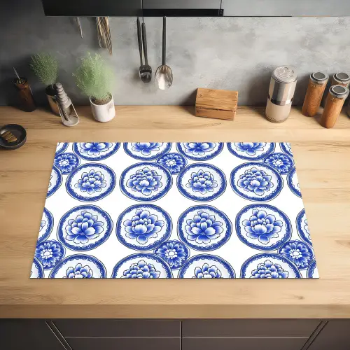 Cirkels - Bloemen - Blauw Inductie beschermer vinyl 3mm klein 276 -sfeer5