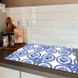 Cirkels - Bloemen - Blauw Inductie beschermer vinyl 3mm klein 276 -sfeer3