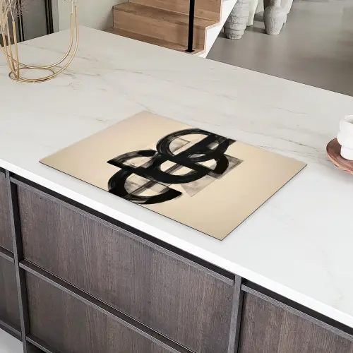Cirkels - Lijnen - Vormen - Zwart Inductie beschermer vinyl 3mm klein -sfeer8