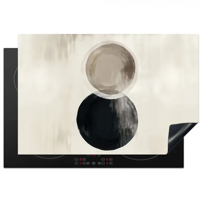 Cirkels - Vorm - Beige - Abstract Inductie beschermer vinyl 3mm klein -3d
