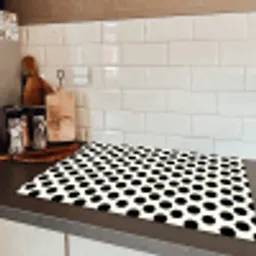Klassiek - Stippen - Zwart Inductie beschermer vinyl 3mm klein 276 -sfeer3
