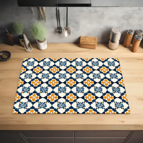 Klassiek - Geometrisch - Blauw Inductie beschermer vinyl 3mm klein 276 -sfeer5