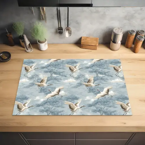 Wolken - Kraanvogels - Blauw Inductie beschermer vinyl 3mm klein 276 -sfeer5