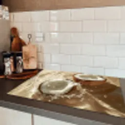 Kokosnoot - Water - Beige - Spetters Inductie beschermer vinyl 3mm klein -sfeer3