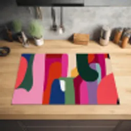 Kleurvakken - Recht - Rond - Abstract Inductie beschermer vinyl 3mm klein -sfeer5