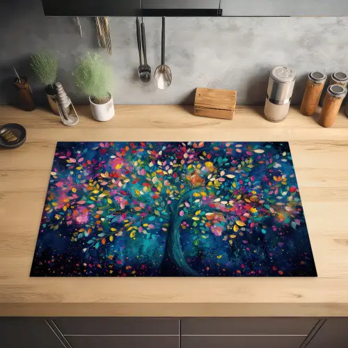 Kleurrijk - Boom - Magisch - Abstract Inductie beschermer vinyl 3mm klein -sfeer5