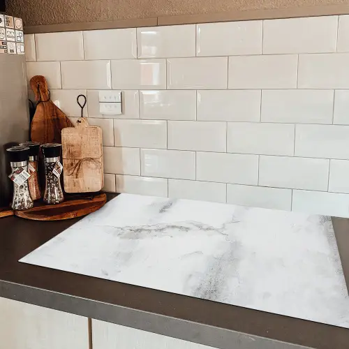 Beton - Grijs - Wit Inductie beschermer vinyl 3mm klein -sfeer3