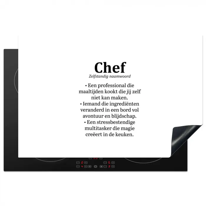 Kok - Definitie - Chef - Koken - Keuken - Spreuken - Woordenboek Inductie beschermer vinyl 3mm klein -3d