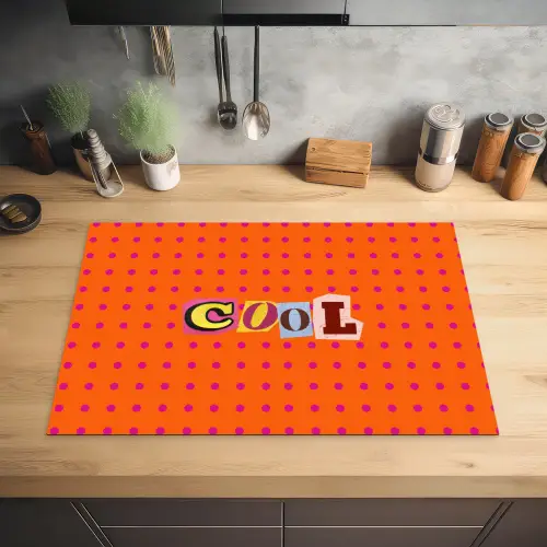 Cool - Stippen - Oranje Inductie beschermer vinyl 3mm klein -sfeer5
