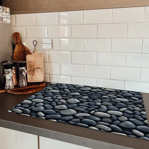 Koele - Grijze - Kiezels Inductie beschermer vinyl 3mm klein 276 -sfeer3