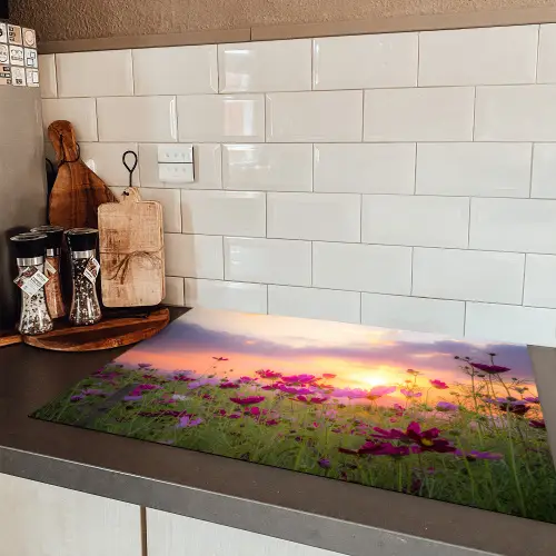 Cosmos bij Zonsondergang Inductie beschermer vinyl 3mm klein -sfeer3