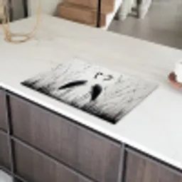 Kraanvogels - Gras - Hartvorm - Zwart Inductie beschermer vinyl 3mm klein -sfeer8