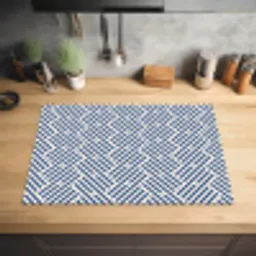 Crème - Blauw - Strepen - Patroon Inductie beschermer vinyl 3mm klein 276 -sfeer5
