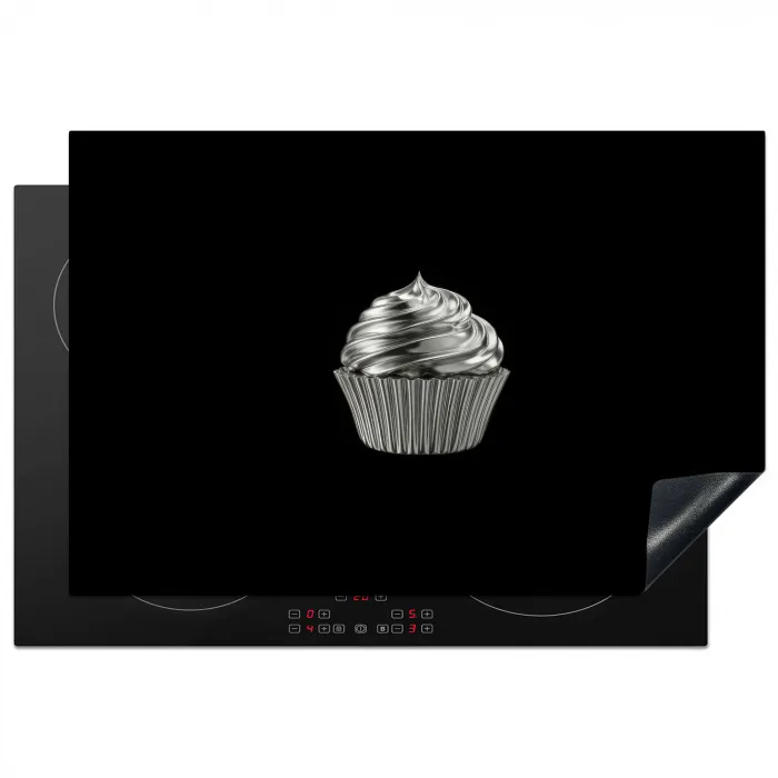 Cupcake - Luxueus - Zilver Inductie beschermer vinyl 3mm klein -3d