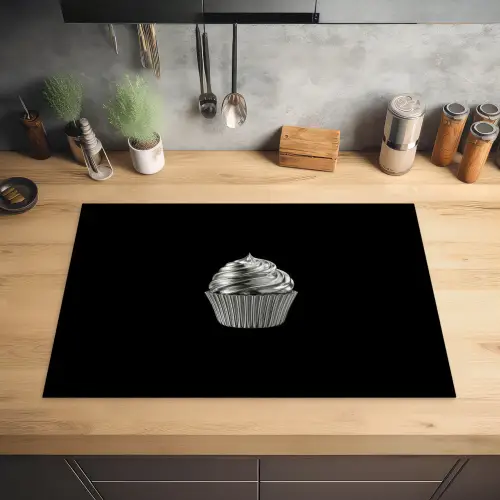 Cupcake - Luxueus - Zilver Inductie beschermer vinyl 3mm klein -sfeer5