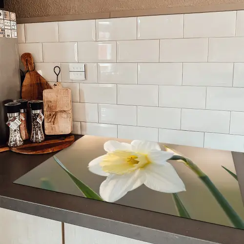Narcis - Bloem - Minimalistisch Inductie beschermer vinyl 3mm klein -sfeer3