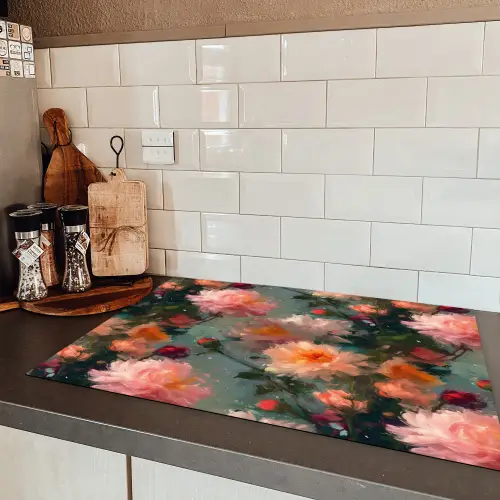 Dahlia - Bloemen - Patroon Inductie beschermer vinyl 3mm klein 276 -sfeer3
