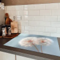 Paardenbloemen - Pluisjes - Wit Inductie beschermer vinyl 3mm klein -sfeer3