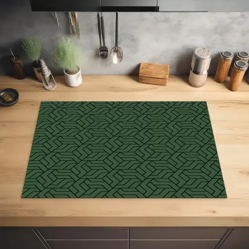 Donkergroen - Patroon - Lijnen - Zwart Inductie beschermer vinyl 3mm klein 276 -sfeer5