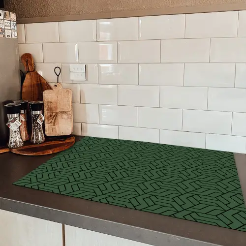 Donkergroen - Patroon - Lijnen - Zwart Inductie beschermer vinyl 3mm klein 276 -sfeer3