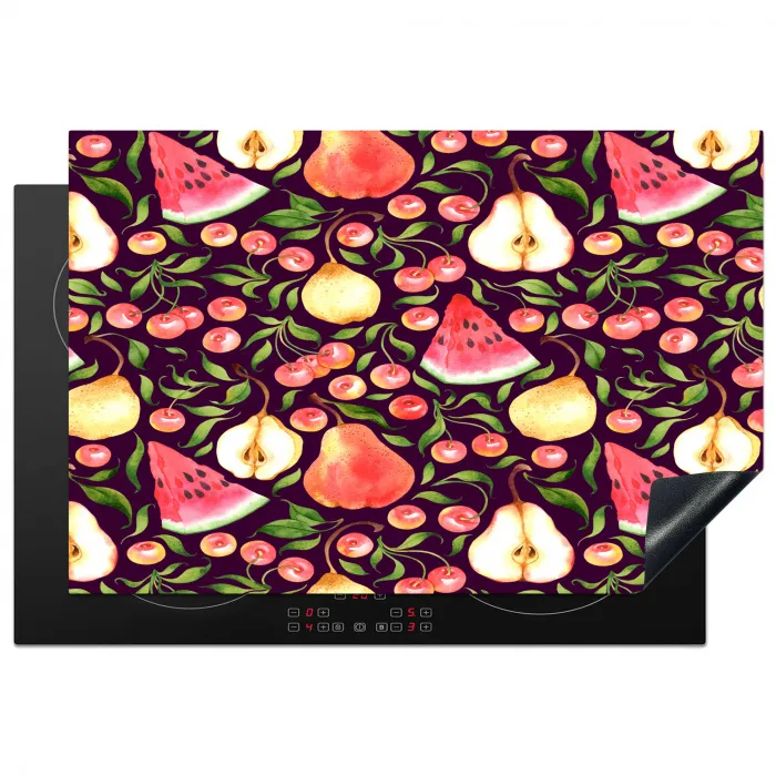 Donker - Bladeren - Fruit - Patroon Inductie beschermer vinyl 3mm klein 276 -3d