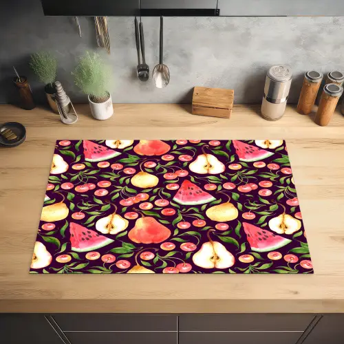 Donker - Bladeren - Fruit - Patroon Inductie beschermer vinyl 3mm klein 276 -sfeer5
