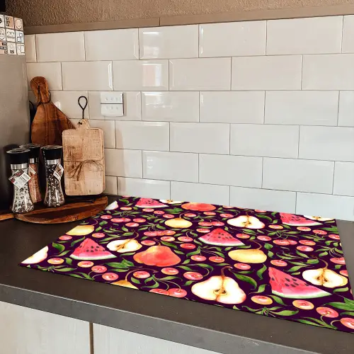 Donker - Bladeren - Fruit - Patroon Inductie beschermer vinyl 3mm klein 276 -sfeer3