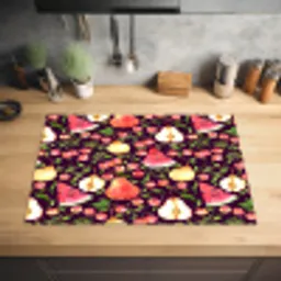 Donker - Bladeren - Fruit - Patroon Inductie beschermer vinyl 3mm klein 276 -sfeer5