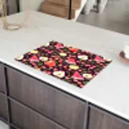 Donker - Bladeren - Fruit - Patroon Inductie beschermer vinyl 3mm klein 276 -sfeer8